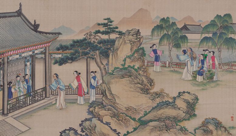 编号：31992804301704147686【酷图网】源文件下载-红楼梦场景精美工笔画