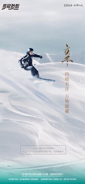 立冬节气海报二十四滑雪