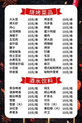 烧烤菜单