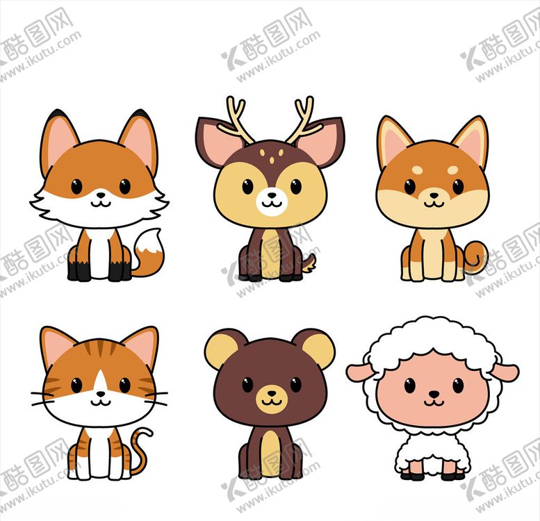 编号：72937310312033127349【酷图网】源文件下载-手绘小动物