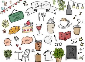 手绘可爱生活元素插画