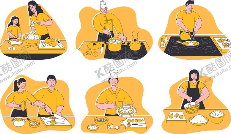 编号：54173703011502479047【酷图网】源文件下载-扁平风烹饪矢量插画