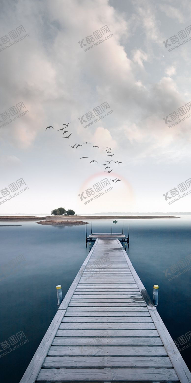 编号：14309609200414141276【酷图网】源文件下载-大海栈道码头装饰画