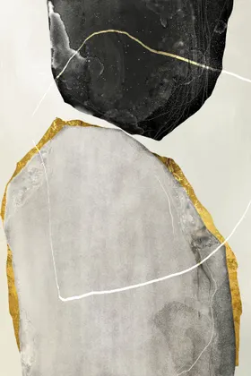抽象线条晕染纹理鎏金色块装饰画酒店家居板