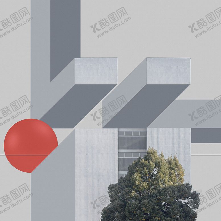 编号：96428906280553214429【酷图网】源文件下载-现代简约北欧几何构成建筑无框画
