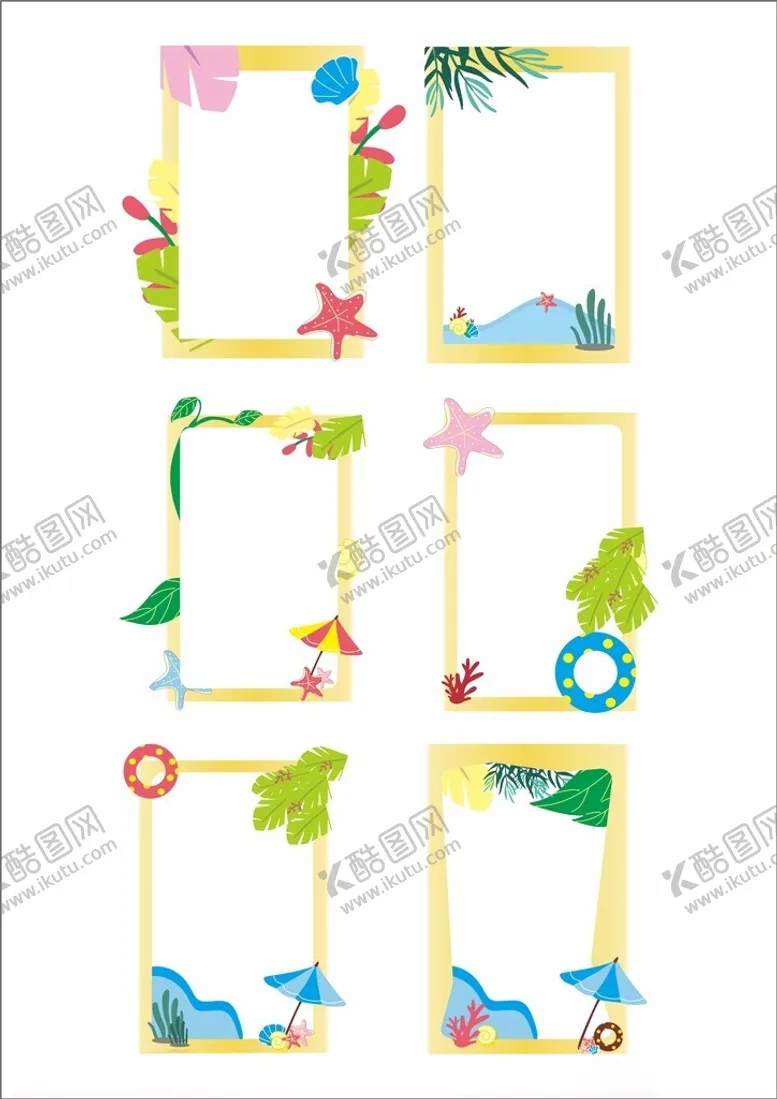 编号：98110602152101463479【酷图网】源文件下载-夏季沙滩边框图