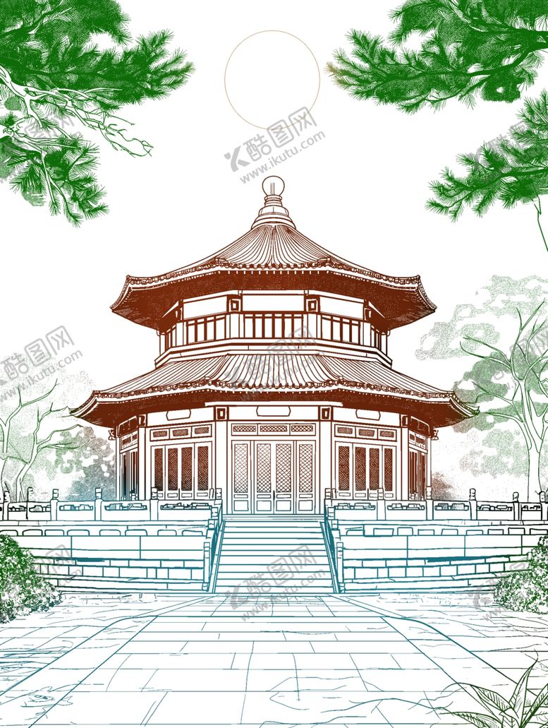 编号：65362301210023422898【酷图网】源文件下载-古代建筑线稿