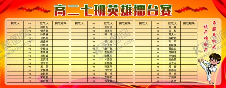 编号：58976505081429088431【酷图网】源文件下载-班级英雄擂台赛