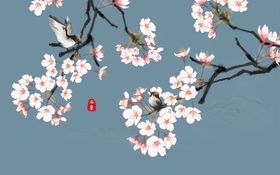 手绘工笔花鸟
