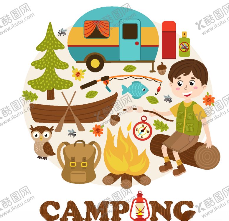编号：29252109141935024839【酷图网】源文件下载-户外露营卡通图案设计