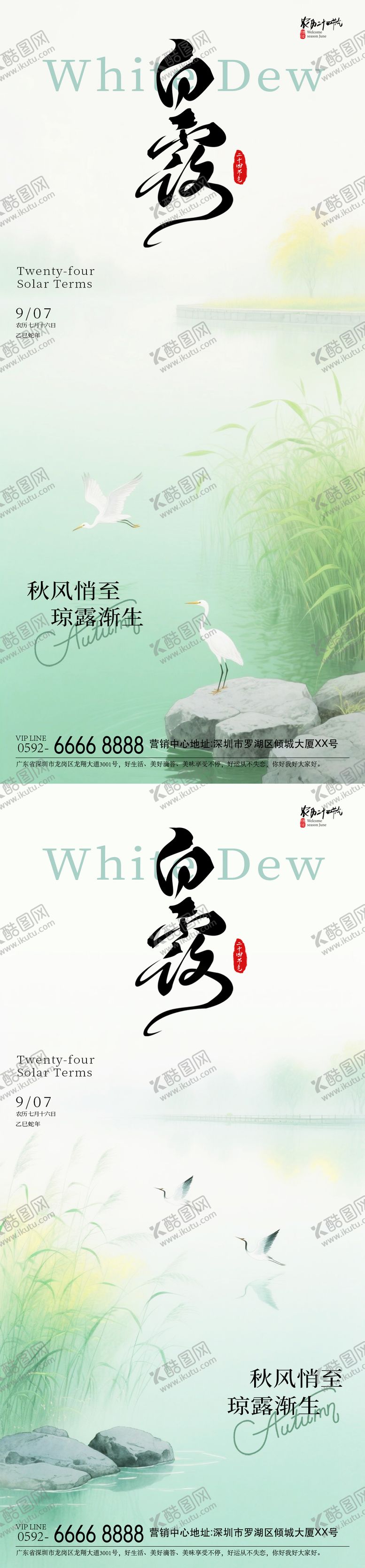 编号：18959309150525091648【酷图网】源文件下载-白露白鹤海报