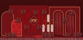 红色中式婚礼拱门