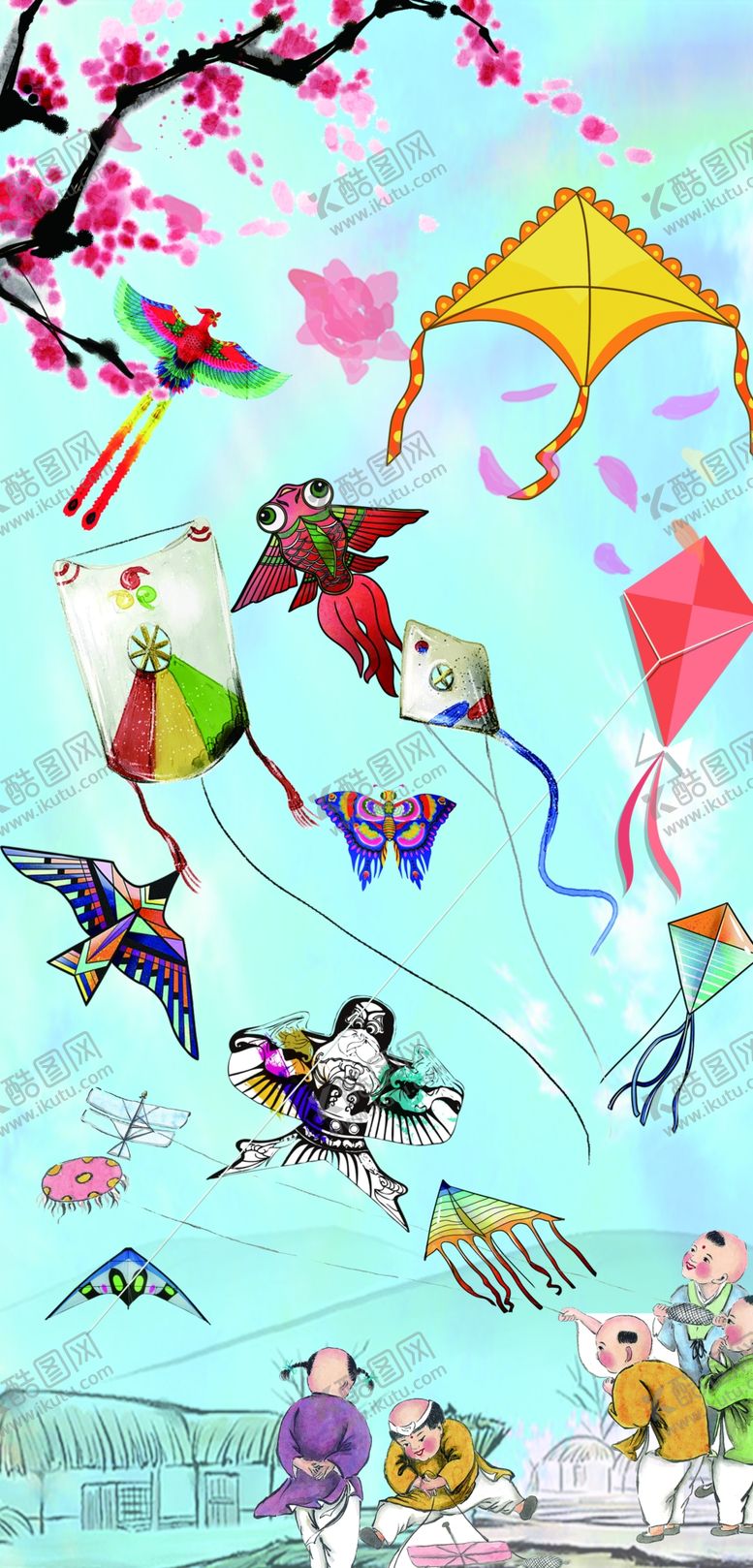 编号：62169210021445336842【酷图网】源文件下载-放风筝