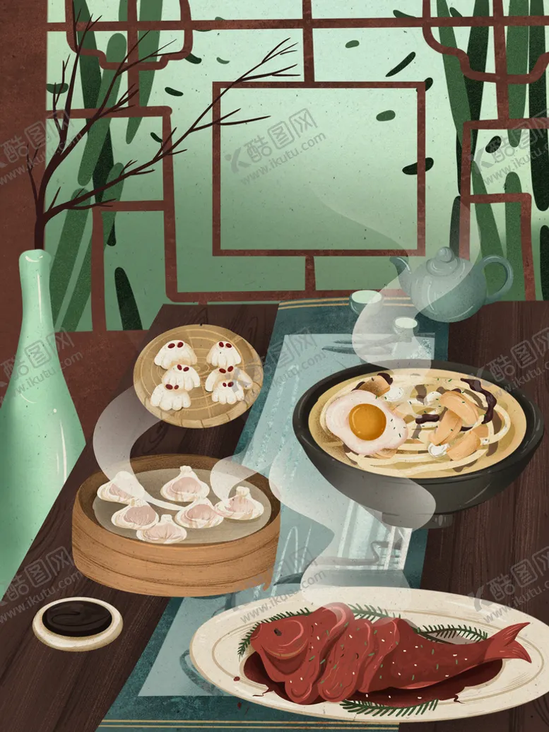 编号：86043709221730120538【酷图网】源文件下载-美食插画