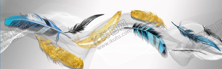编号：67127311170122465207【酷图网】源文件下载-水彩羽毛轻奢艺术画 
