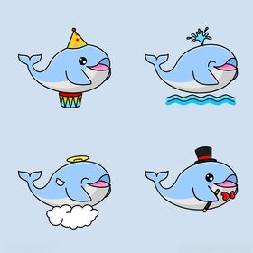 可爱鲸鱼卡通形象集合