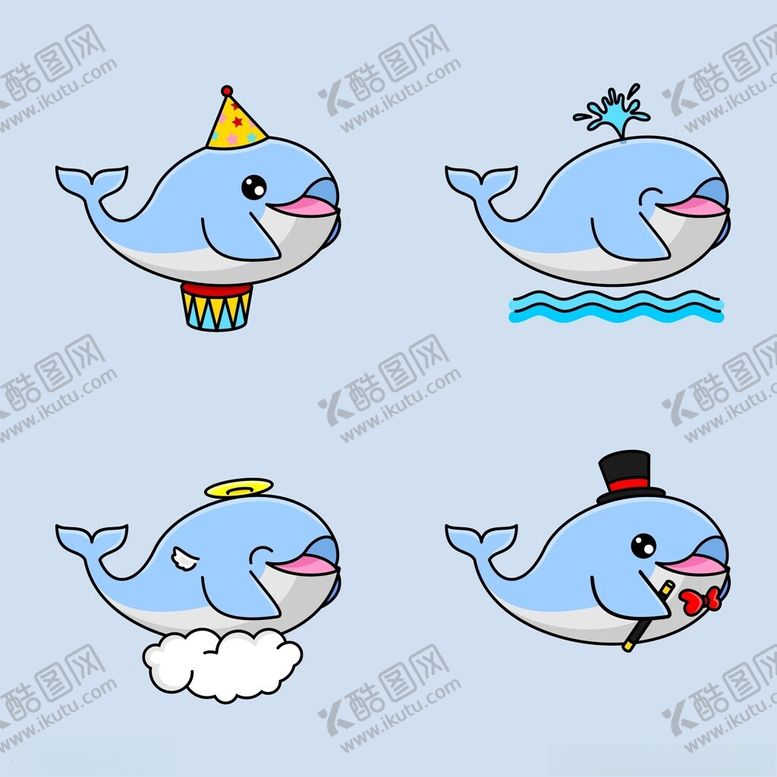 编号：33760311171927179870【酷图网】源文件下载-可爱鲸鱼卡通形象集合
