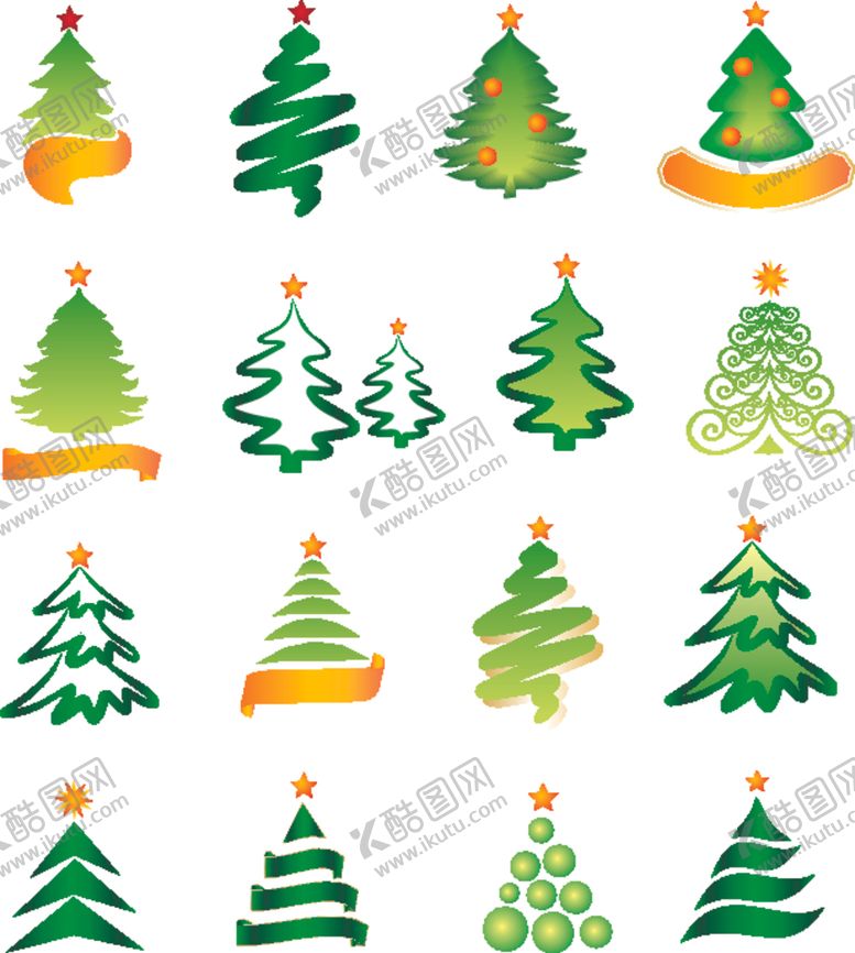 编号：29223304070103158115【酷图网】源文件下载-多样圣诞树形图案设计