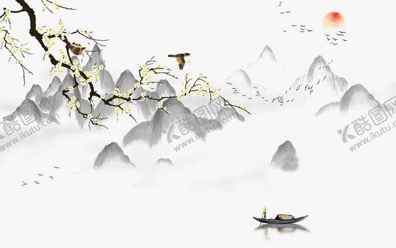 编号：16426310241512548501【酷图网】源文件下载-中式抽象山水背景墙