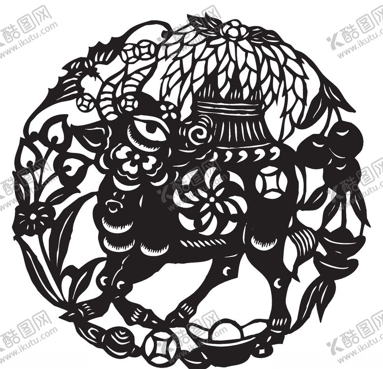 编号：82058907082058033149【酷图网】源文件下载-丰收牛年剪纸