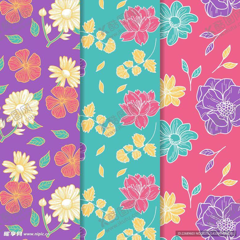 编号：19498412191942085612【酷图网】源文件下载-花卉图案背景