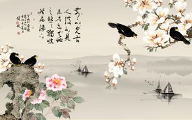 牡丹花背景墙