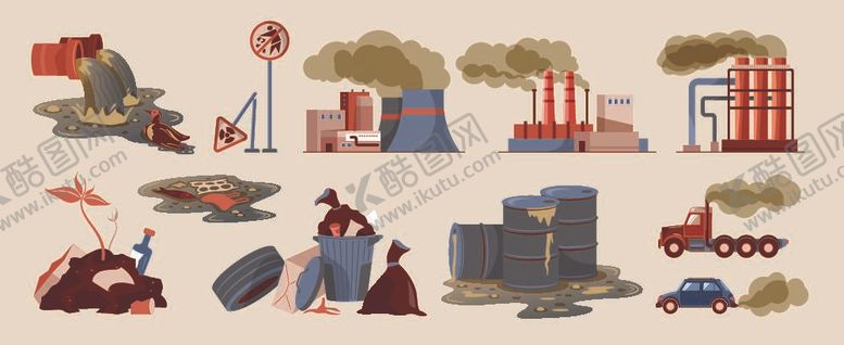 编号：31592412041506363359【酷图网】源文件下载-工业污染垃圾插画