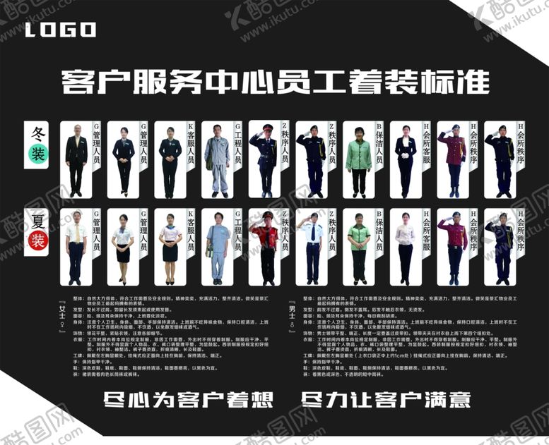 编号：43762609120826191270【酷图网】源文件下载-客户服务中心员工着装标准