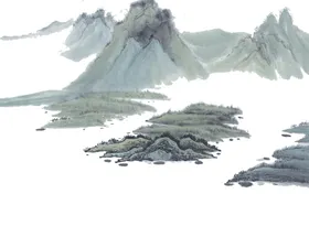 中国风毛笔画复古江南水乡式