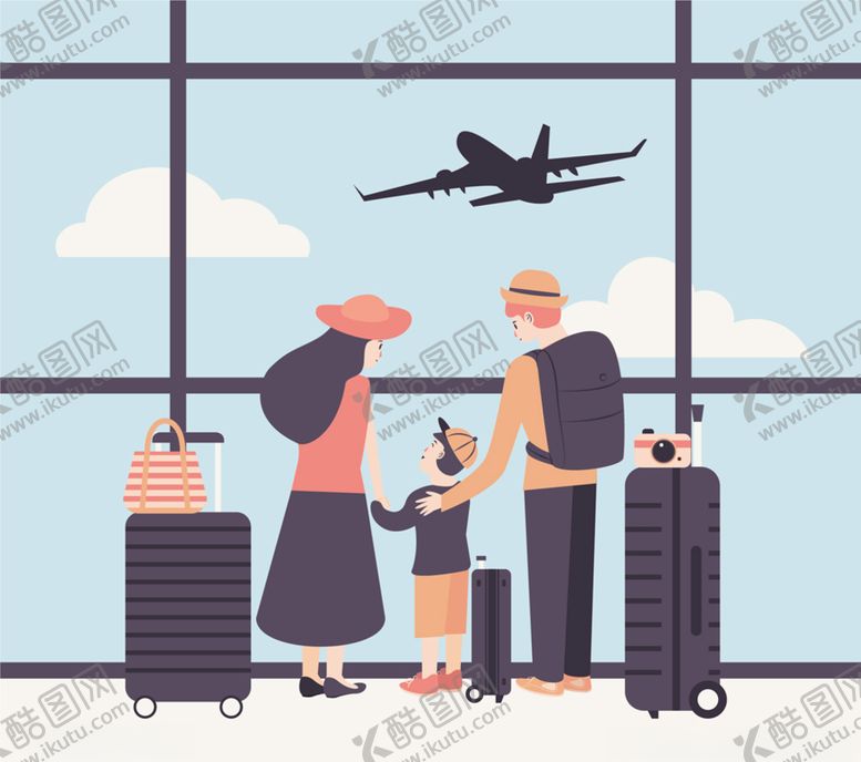 编号：12655909270228302776【酷图网】源文件下载-候机室一家三口