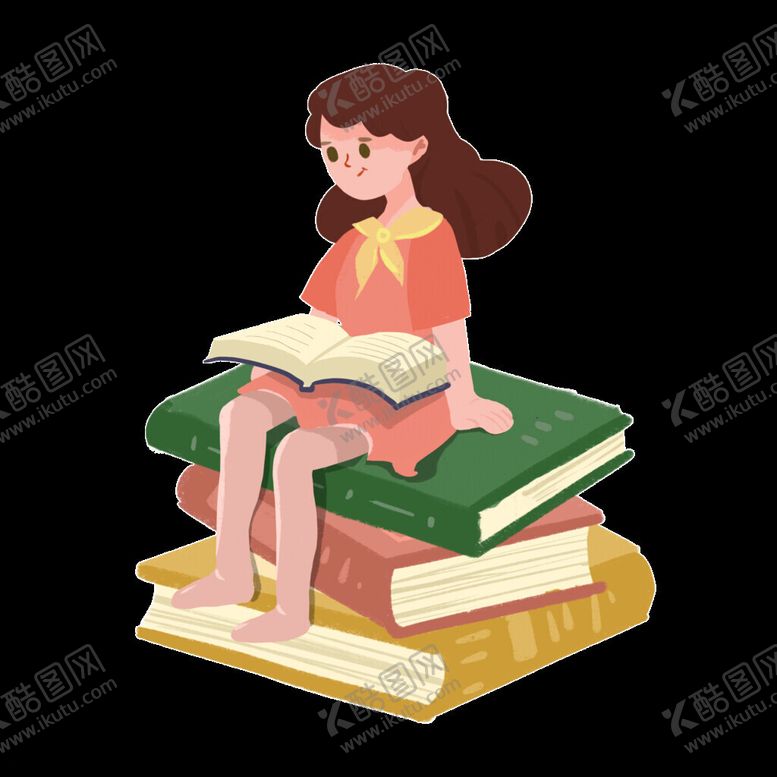 编号：70780402150623354557【酷图网】源文件下载-读书女孩书籍插画社区免抠