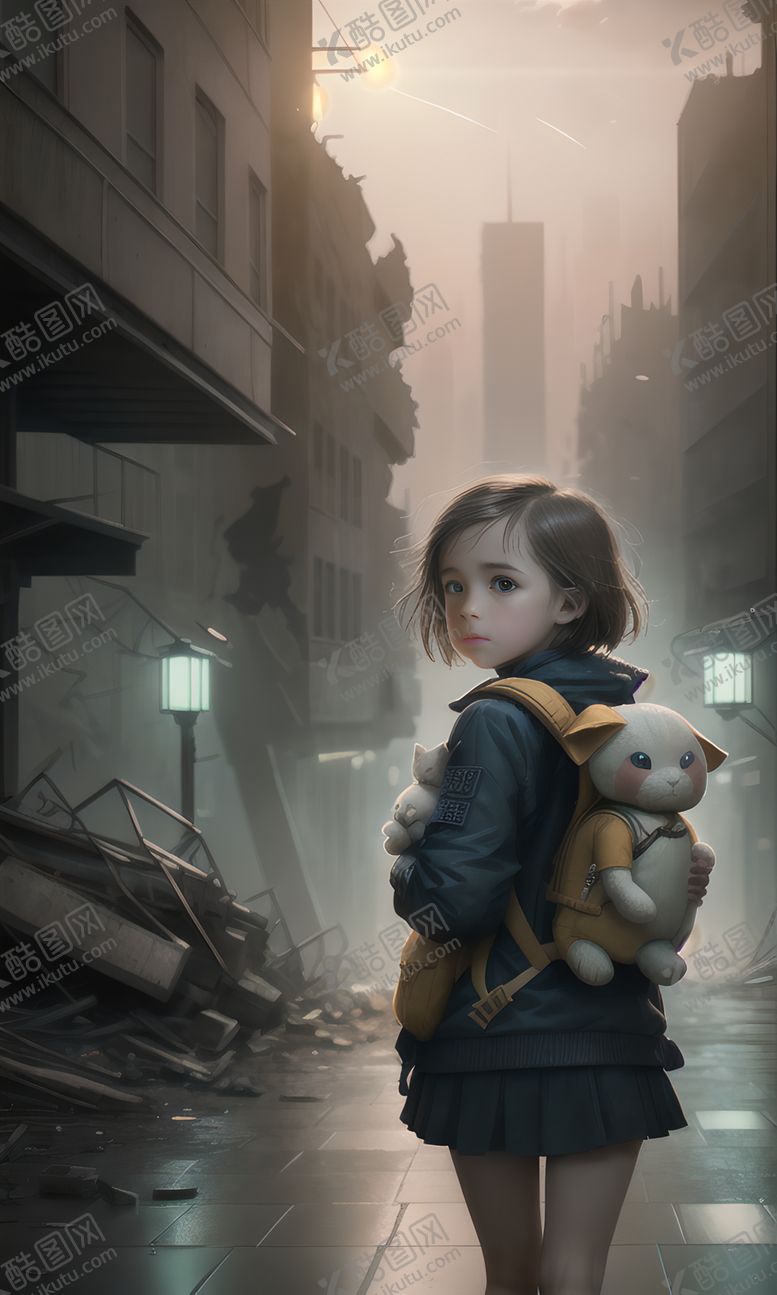 编号：92436501270213445655【酷图网】源文件下载-城市废墟里的儿童