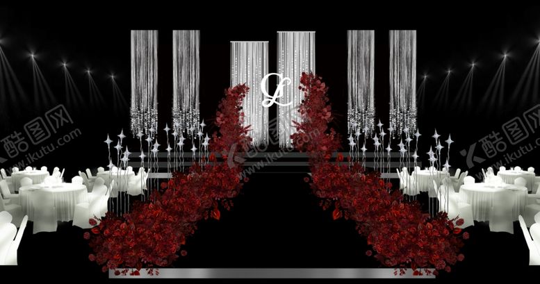 编号：13101304010504338285【酷图网】源文件下载-浪漫红黑主题婚礼现场布置
