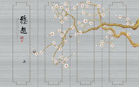 花鸟画梅花背景墙