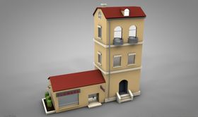 C4D模型小楼房房子木头建筑