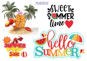 summer字体设计太阳夏季促销素材