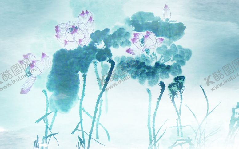编号：96577110130919423087【酷图网】源文件下载-新中式荷花背景墙