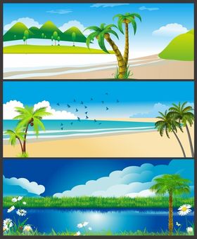 夏日海滨风光插画