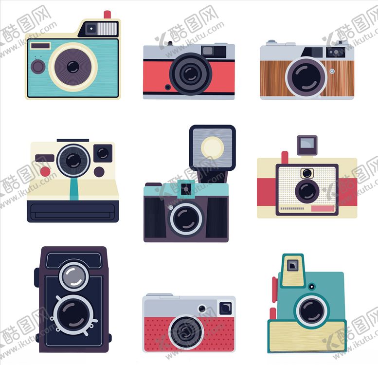 编号：39585910112201299456【酷图网】源文件下载-手绘相机照相机元素