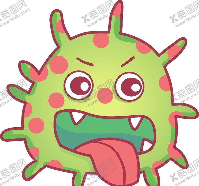 编号：92396107031628074014【酷图网】源文件下载-吐舌头凶悍的细菌卡通