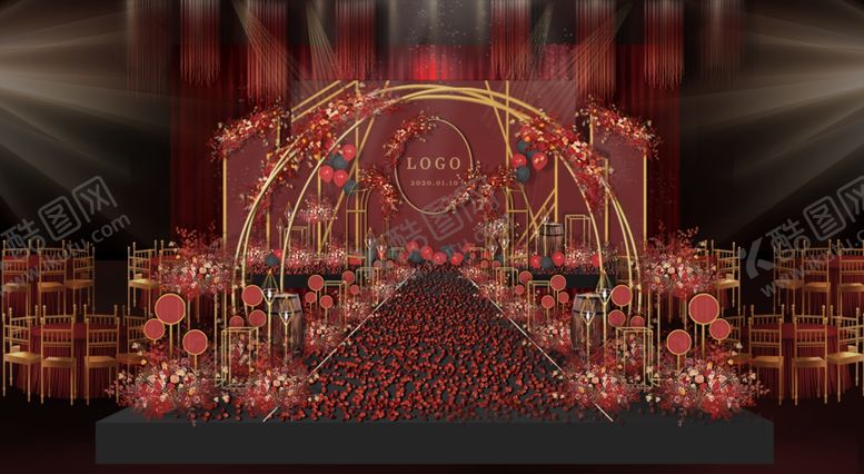 编号：51992809300650081851【酷图网】源文件下载-婚礼效果图·psd分层红色