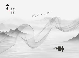 背景墙客厅壁画山水新中式