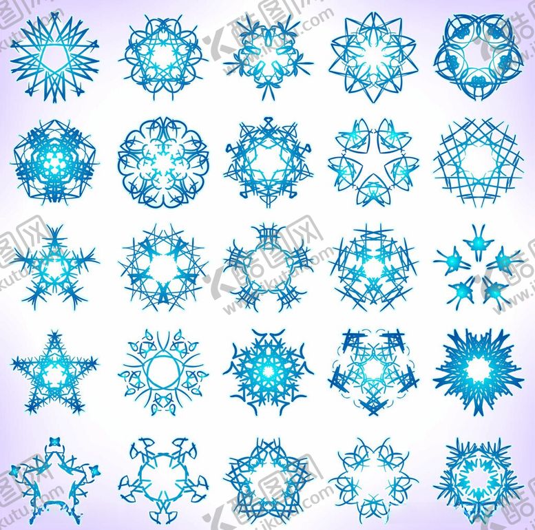 编号：46340106081324371228【酷图网】源文件下载-蓝色雪花图案集合
