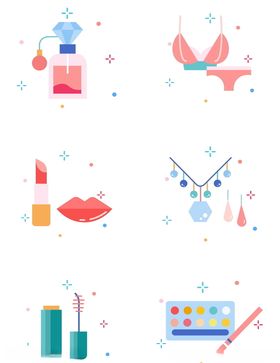 卡通手绘美容美体化妆品香水女性