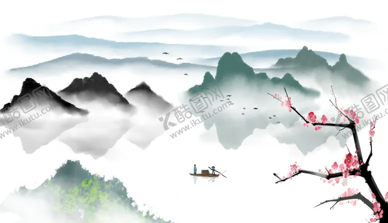 编号：60637109160654353153【酷图网】源文件下载-水墨山水画背景