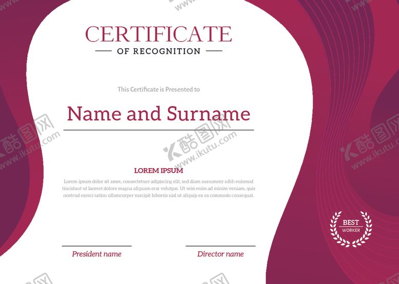 编号：49315410102255022038【酷图网】源文件下载-证书模板