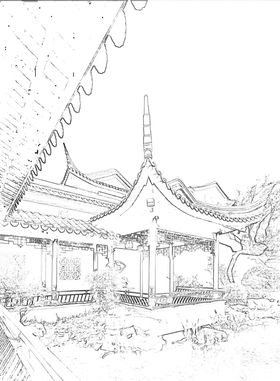 苏式古建筑线条画