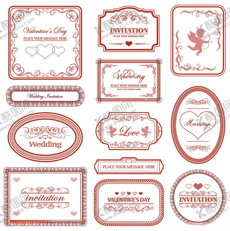 编号：55139810051512175741【酷图网】源文件下载-复古爱心边框标签设计素材