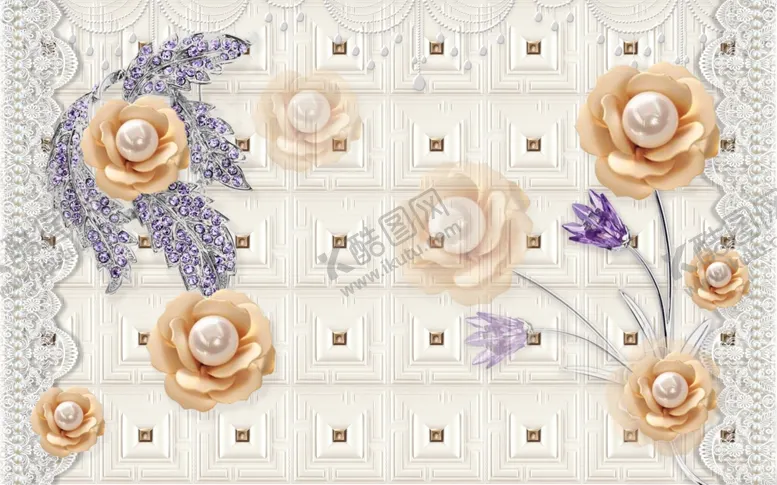 编号：69199409110336189371【酷图网】源文件下载-珠宝花卉背景墙