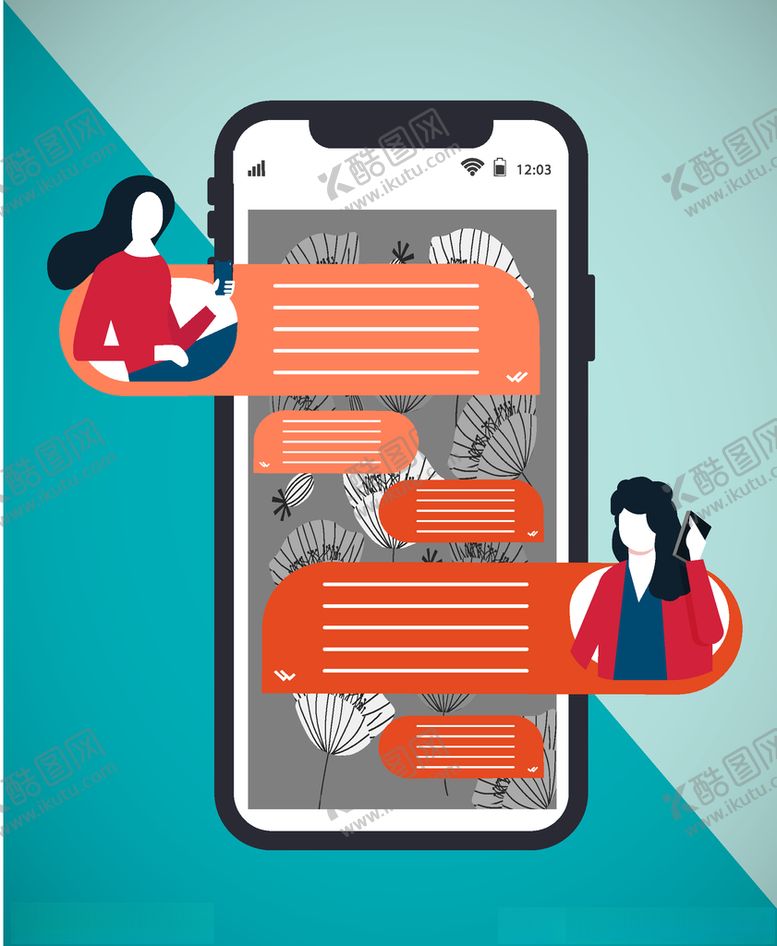 编号：18074509160647151822【酷图网】源文件下载-创意手机对话界面